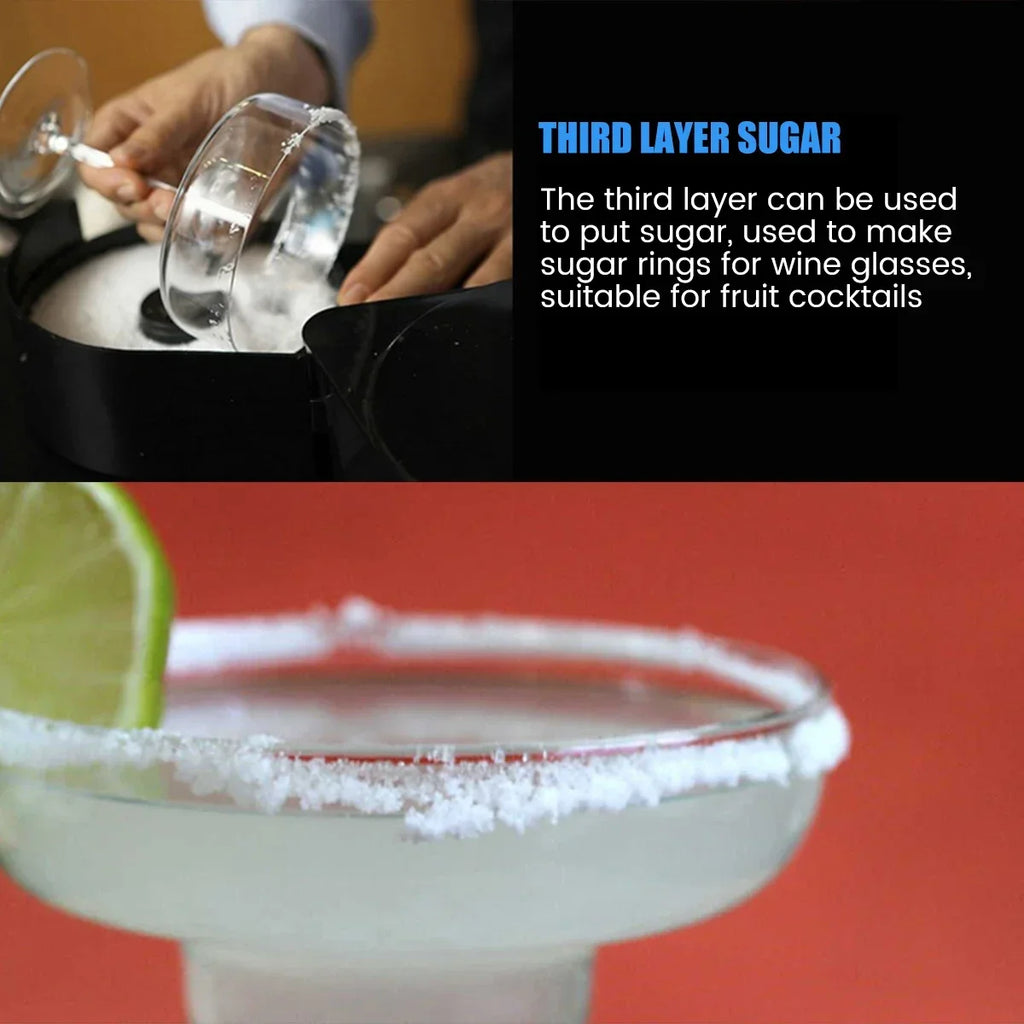 3 Tier Glass Rimmer Margarita and Cocktail Rimmer Foldable and Portable Salt and Sugar Rimming Spice Container Bar Accessories